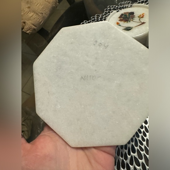 Marble Tea Coaster Set Inlay Floral Semi Precious Stone Handmade Home Decor - Picture 4 of 7